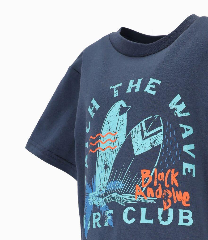 Polera manga corta niño surf azul Black and Blue-3
