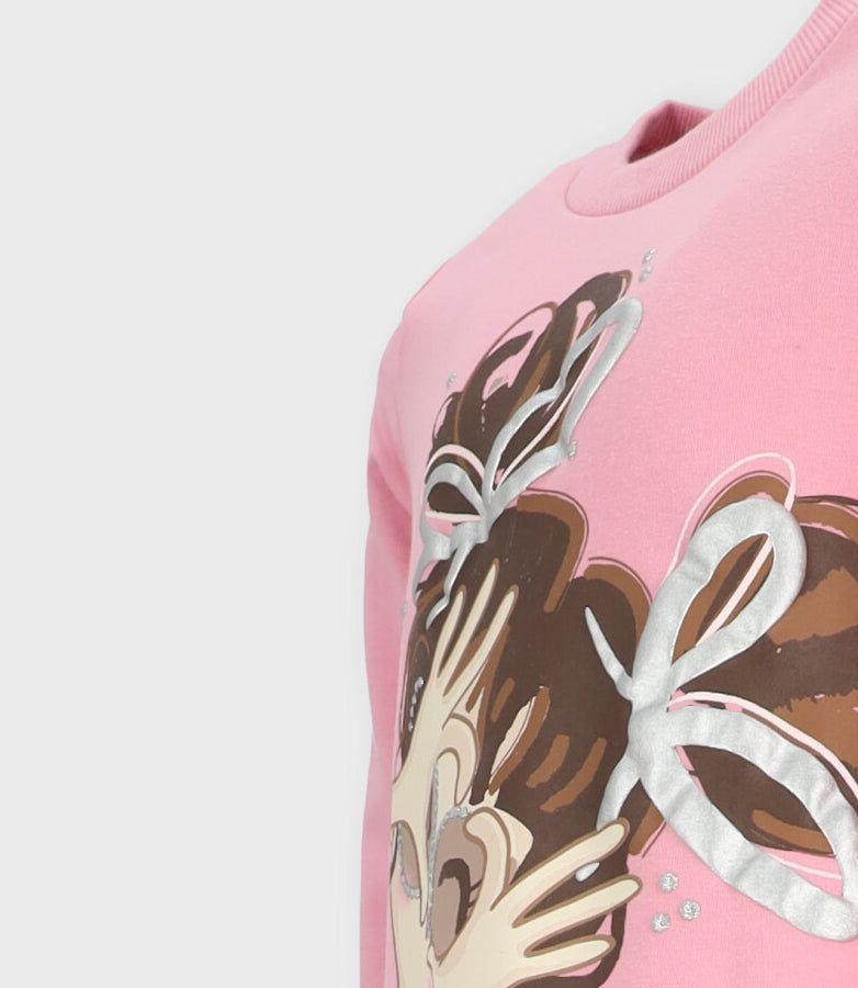 Conjunto niña con estampado y flores chicle Limonada-2