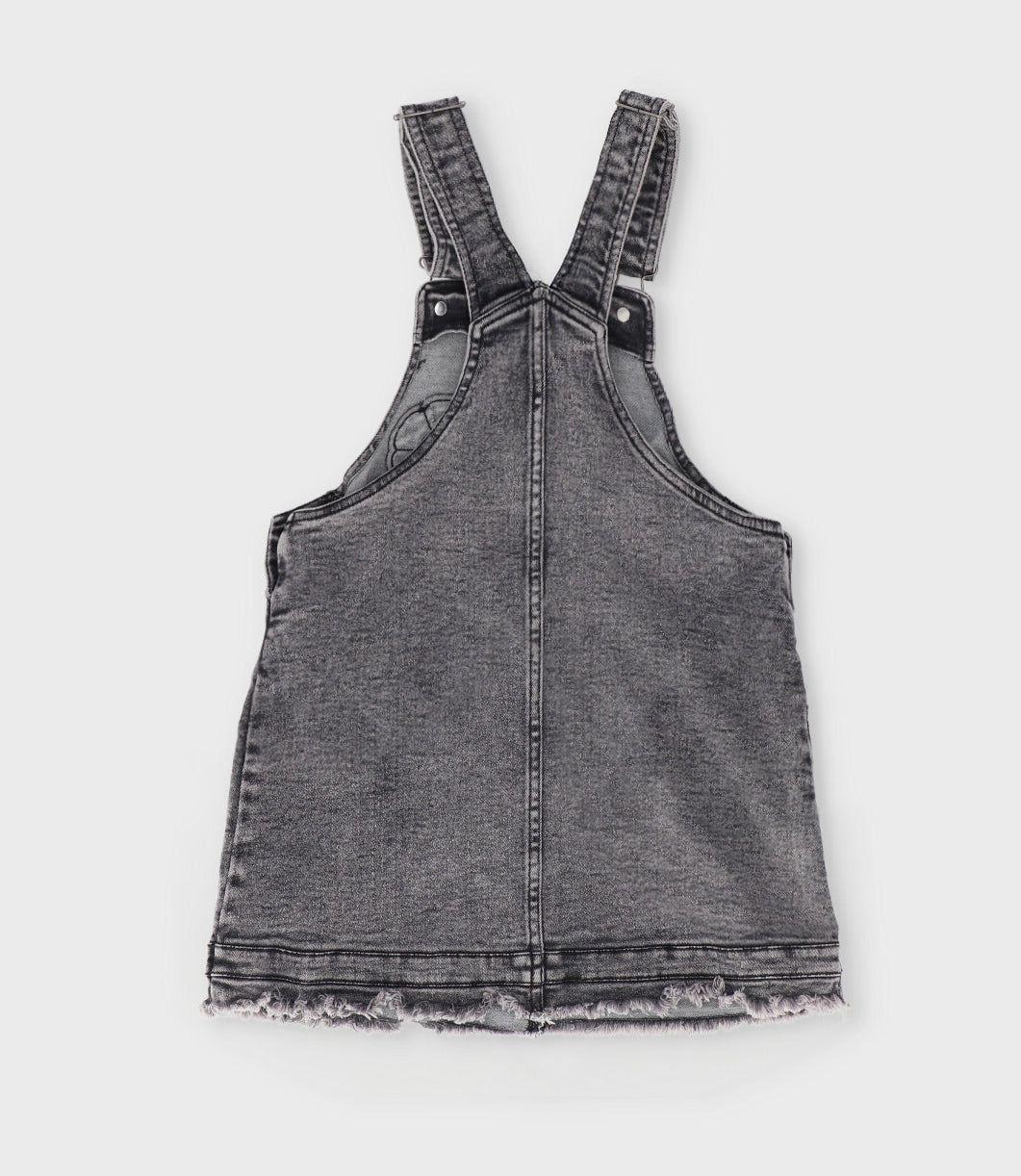 Vestido niña de denim con flores negro Limonada-2