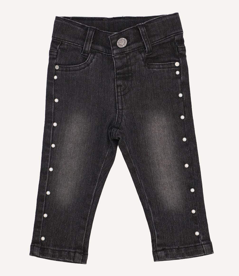 Jeans White Pearls Bebé Denim Negro 4 Kids-0
