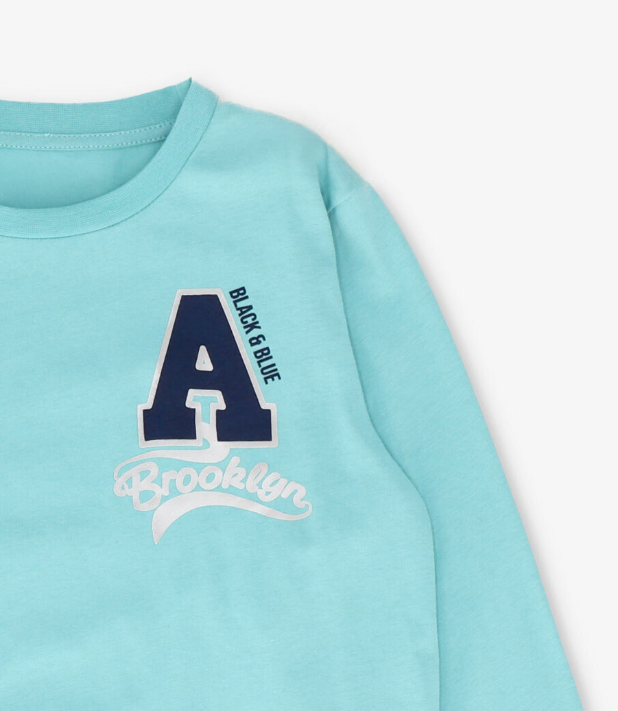 Polera manga larga niño básica menta Black and Blue-3