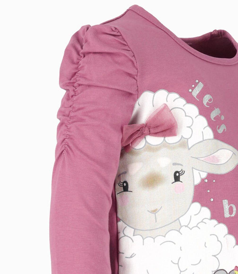 Polera niña con oveja burdeo Limonada-2