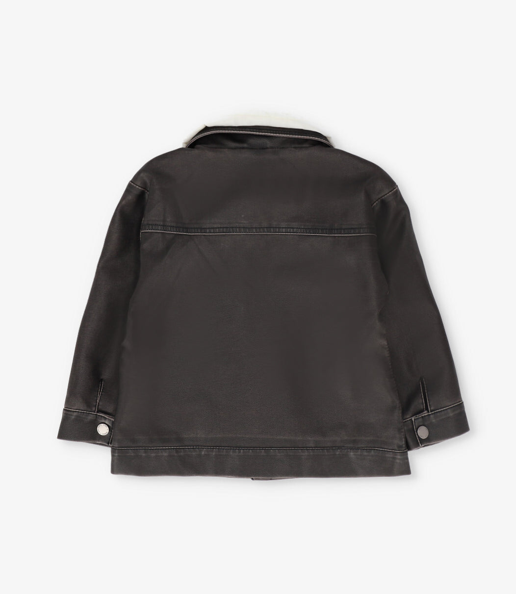 Chaqueta niño simil cuero negro 4 Kids-2