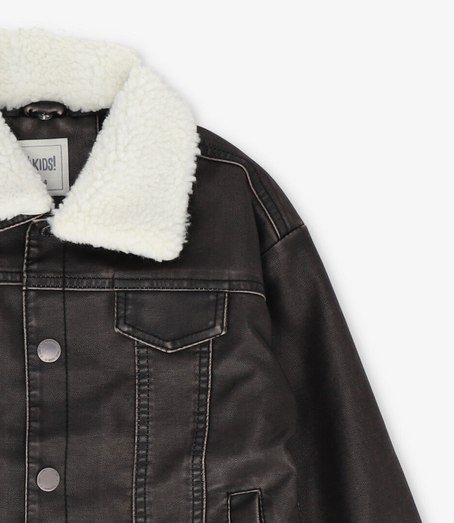 Chaqueta niño simil cuero negro 4 Kids-3