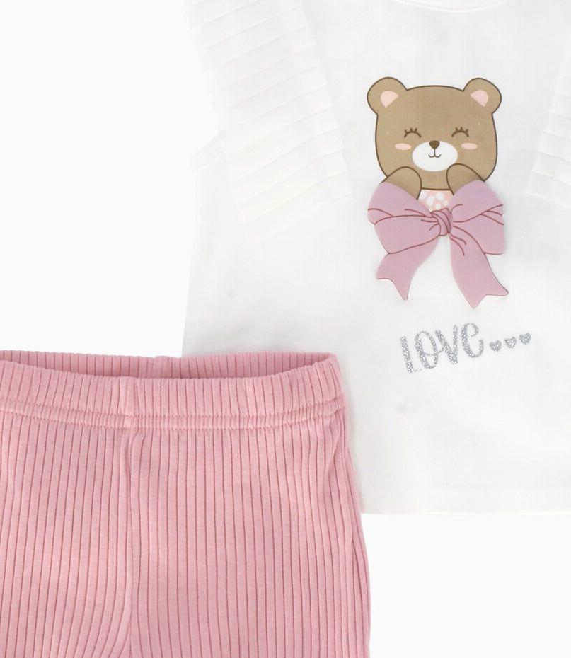 Conjunto bebé de top y pantalon rosado Limonada-4