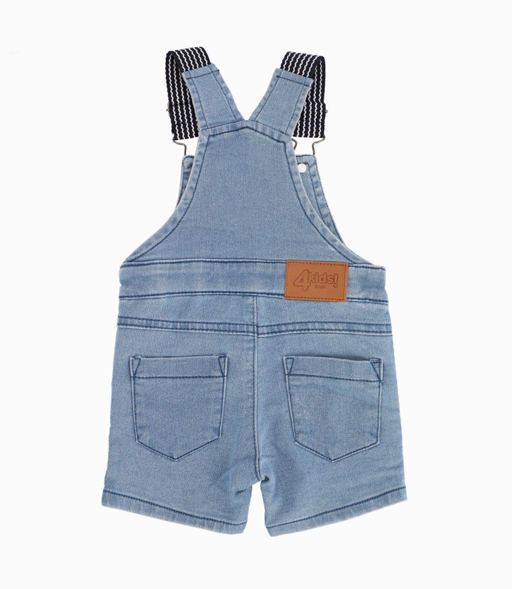 Jardinera Short Recién Nacido Algodón Denim Celeste 4 Kids-1