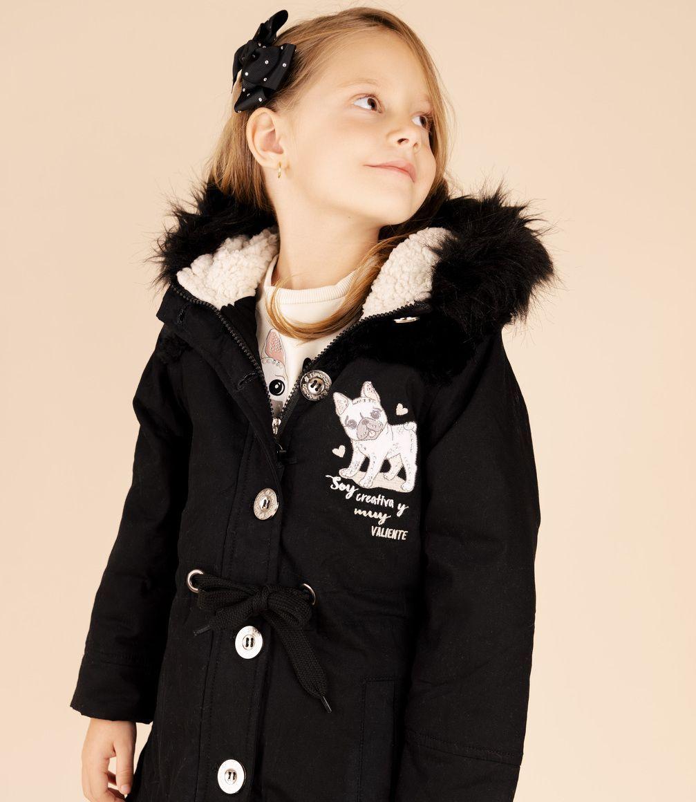 Abrigo Niña Con Gorro Negro-7