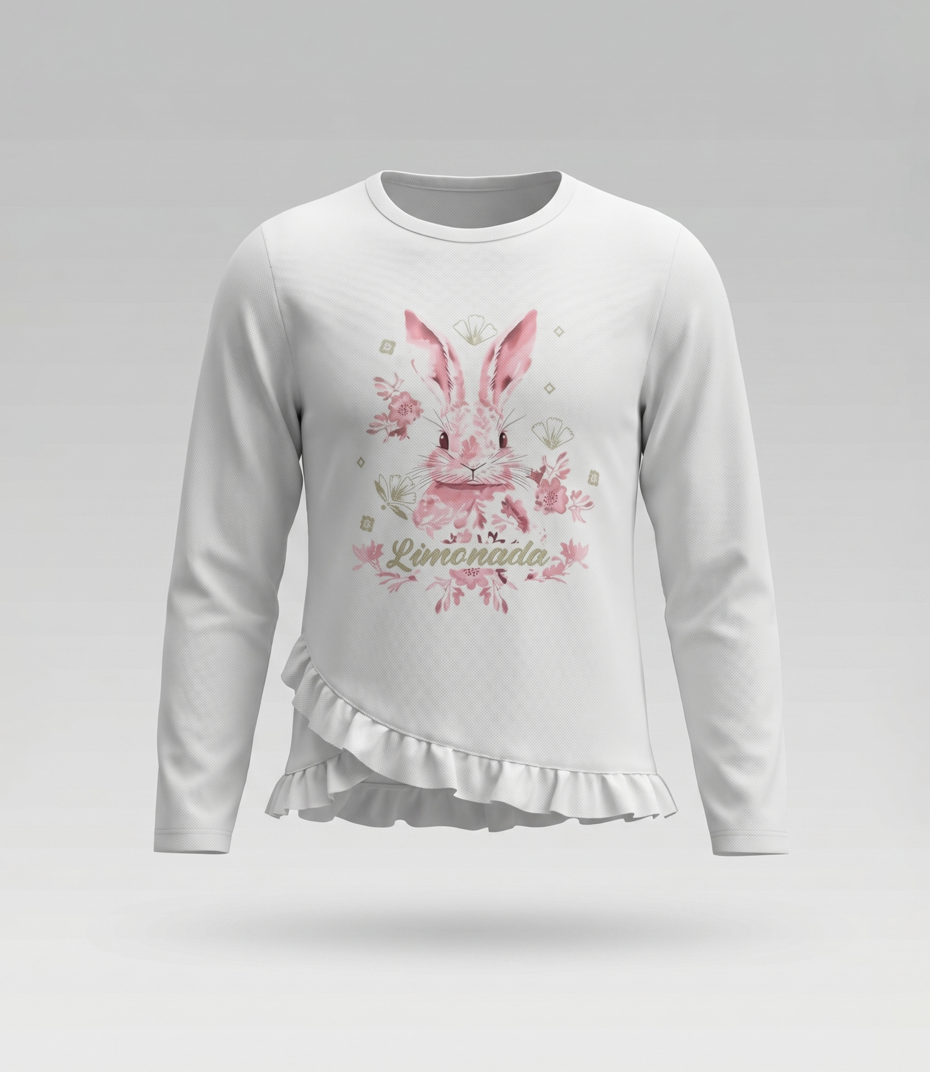 Polera manga larga niña conejo L11011270478 coral Limonada-0