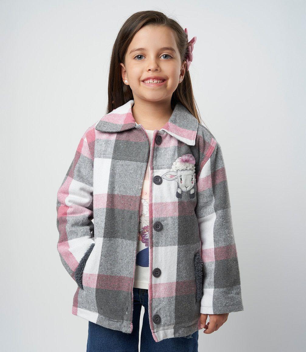 Chaqueta niña cuadrillé gris Limonada-0