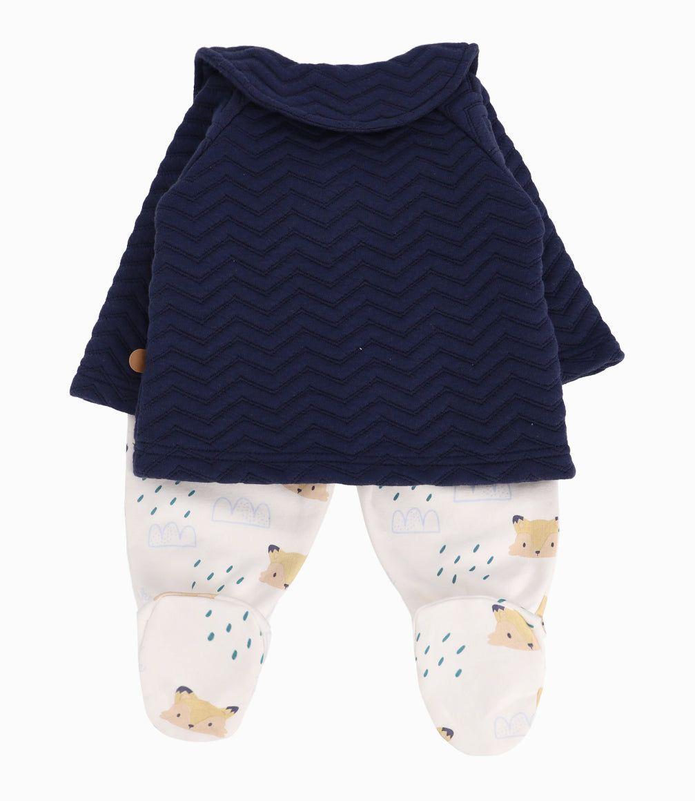 Conjunto Recién Nacido Con Zorrito B&B Azul Piedra-2