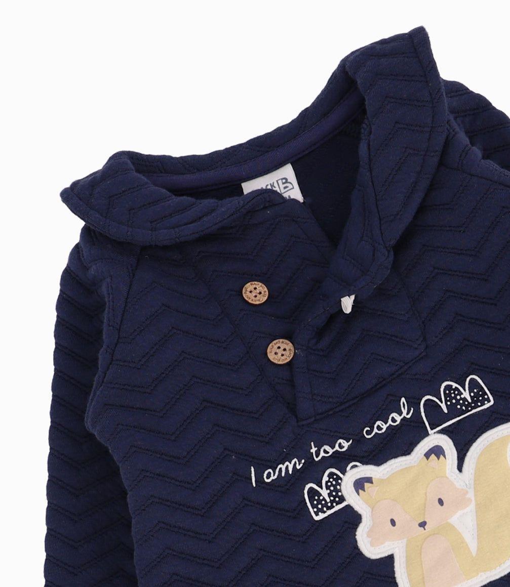 Conjunto Recién Nacido Con Zorrito B&B Azul Piedra-1