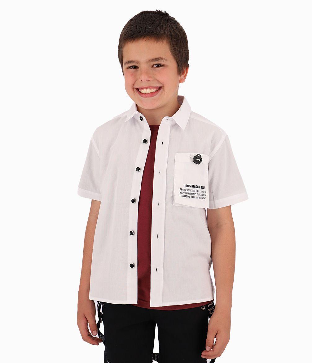 Camisa Niño Con bolsillos ajustables Black and Blue Blanco-0