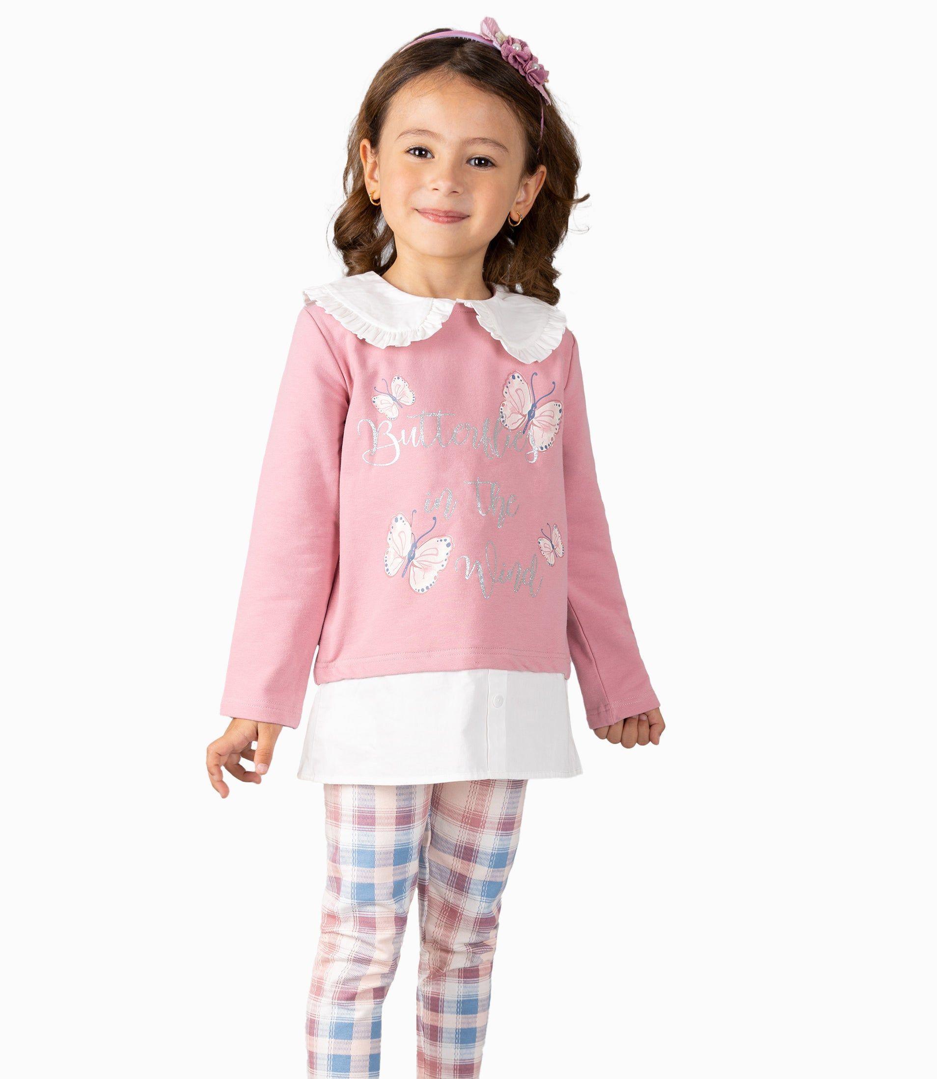 Conjunto Niña Cuadrillé Limonada Palo Rosa-0
