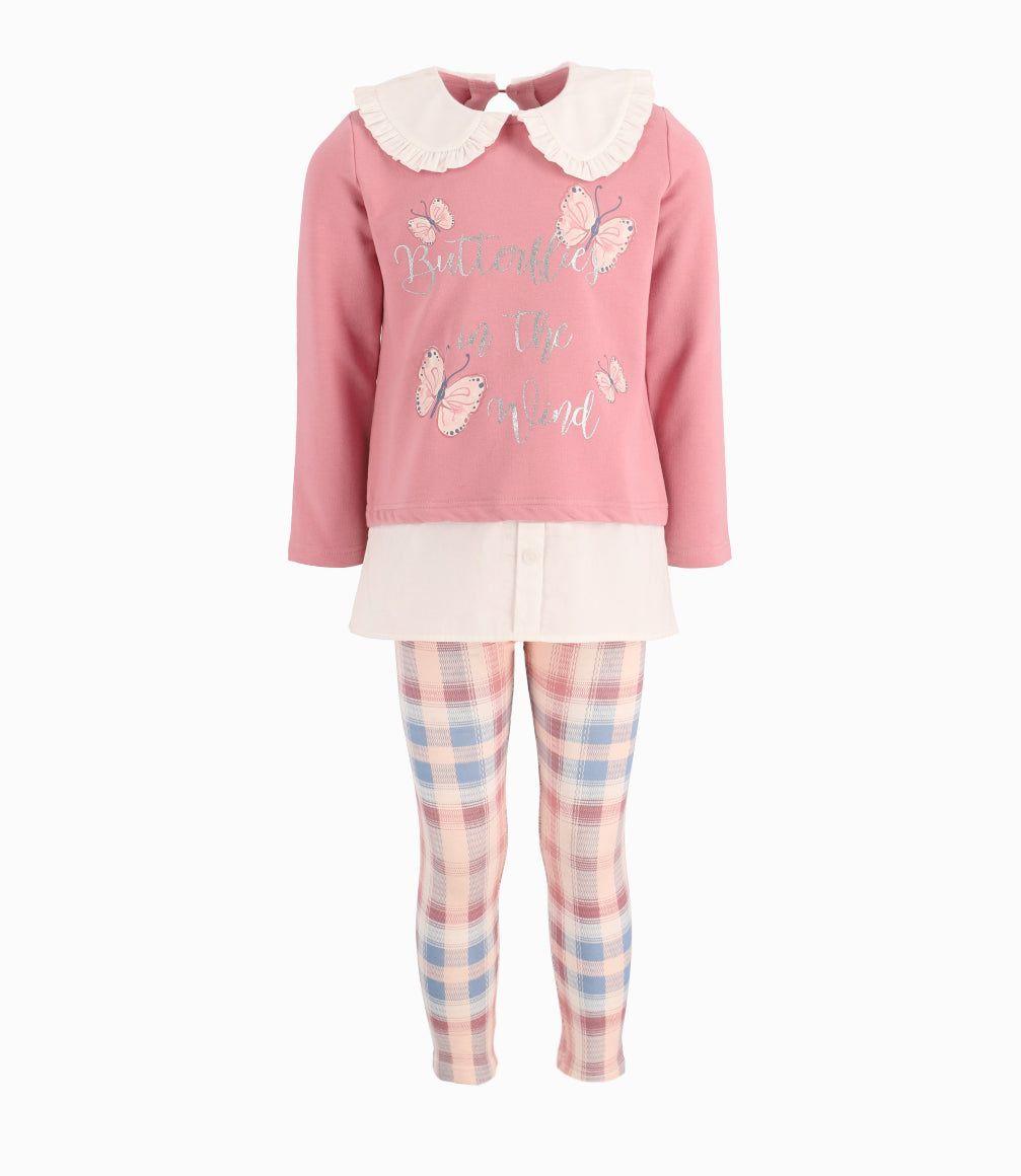 Conjunto Niña Cuadrillé Limonada Palo Rosa-1