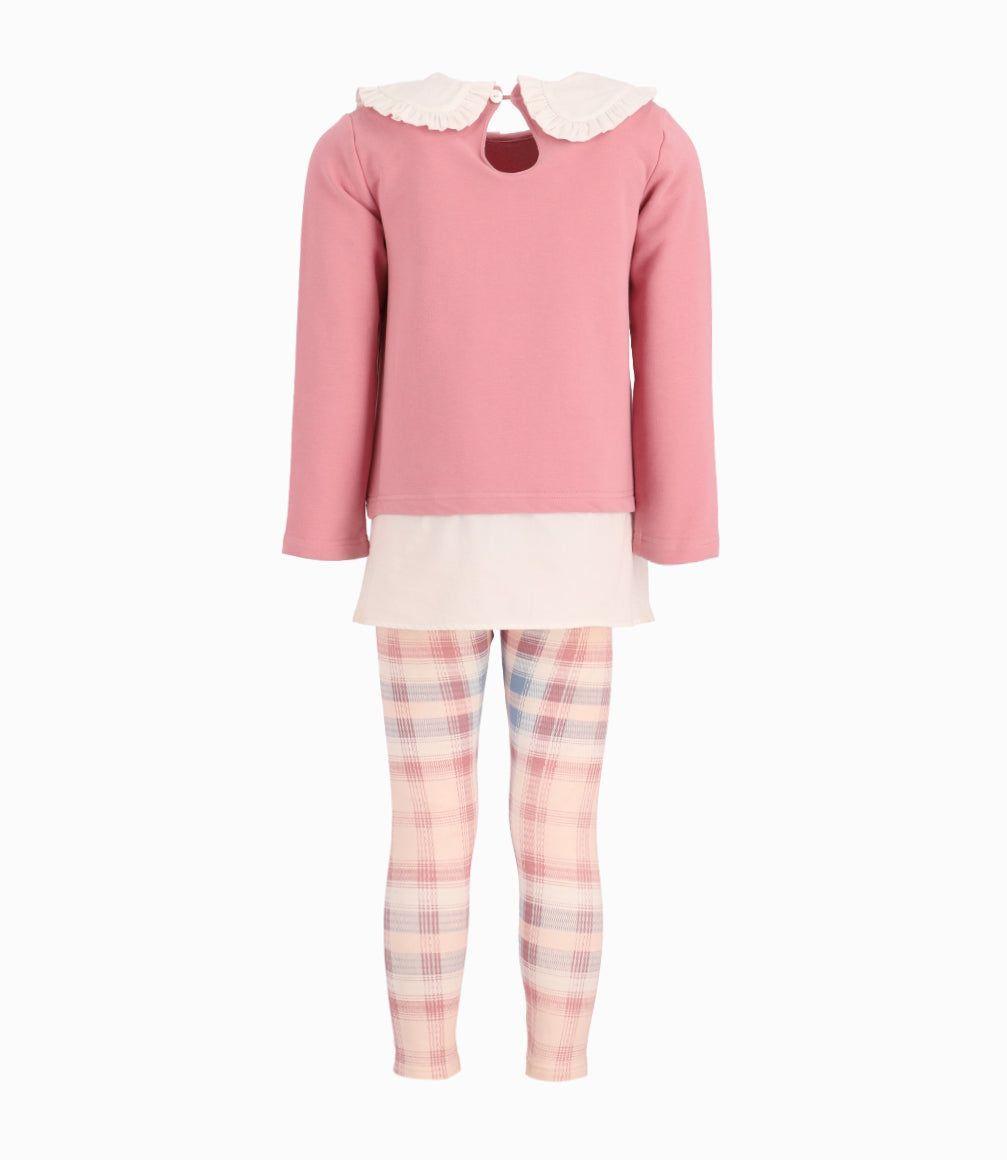 Conjunto Niña Cuadrillé Limonada Palo Rosa-3