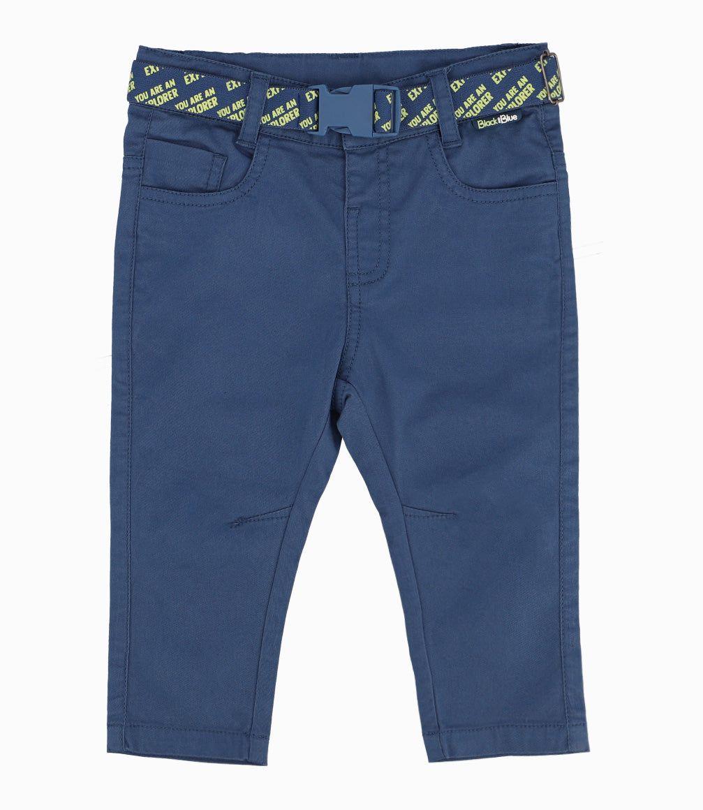Pantalón Bebé Niño Con Cinturón Azul-0