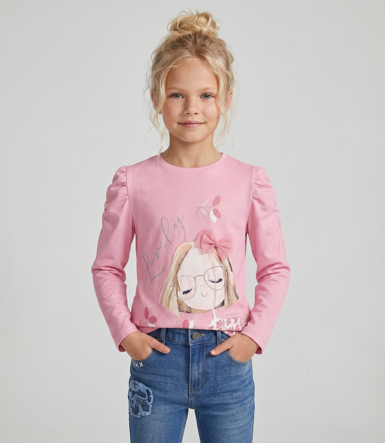 Polera manga larga niña  L11011270978 coral Limonada-0