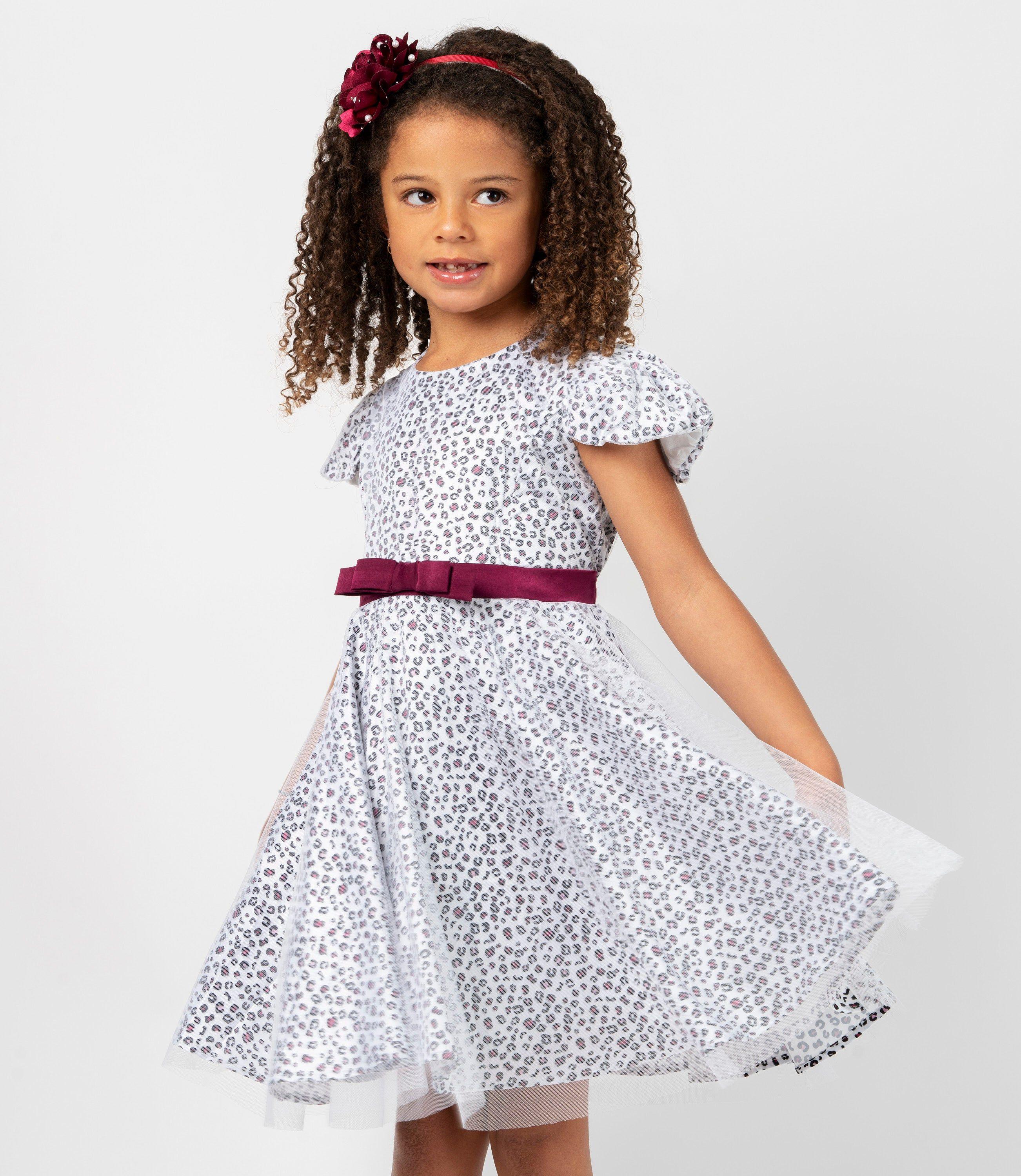 Vestido niña animal print blanco Limonada-0