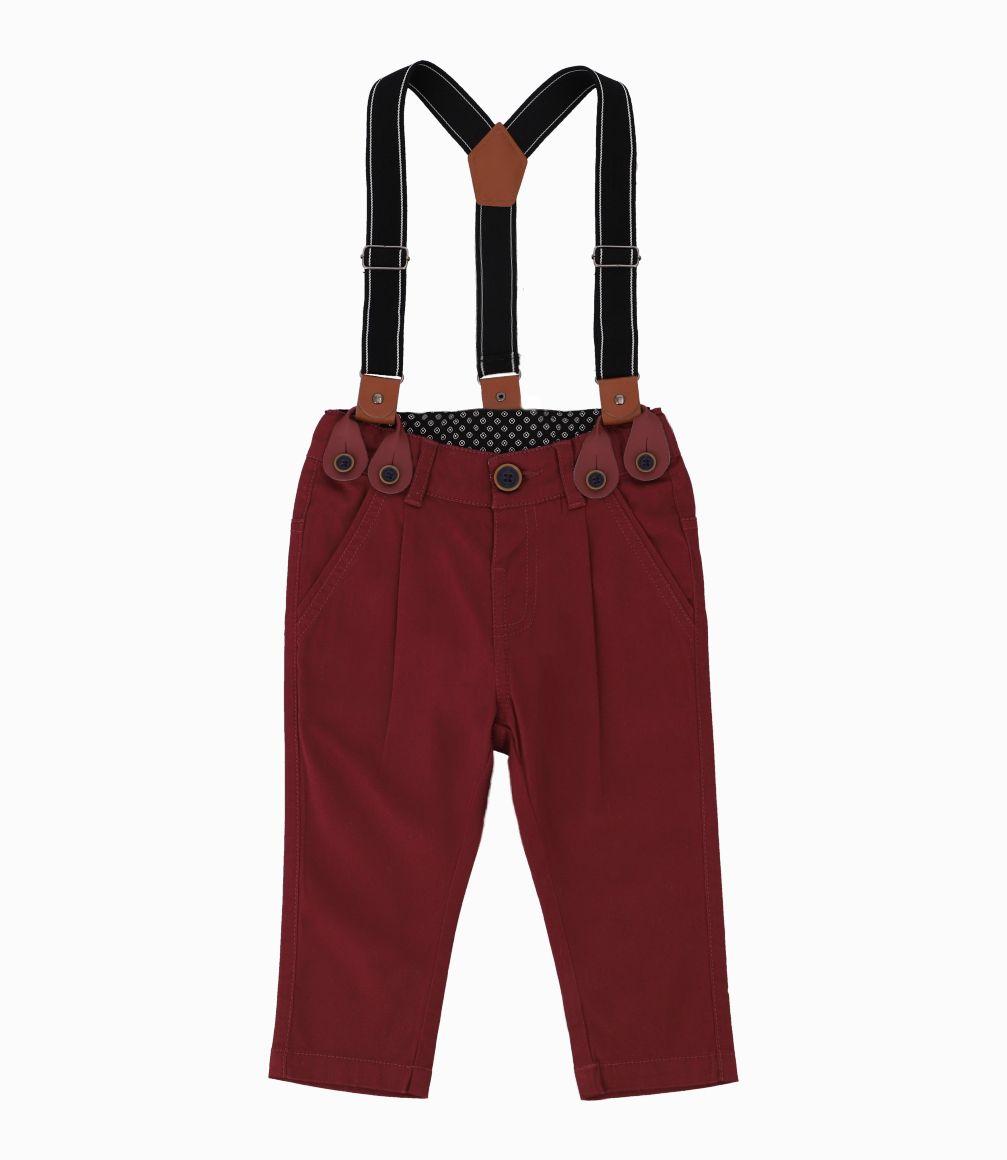 Pantalón Bebé Con Suspensores Black and Blue Burdeo-0