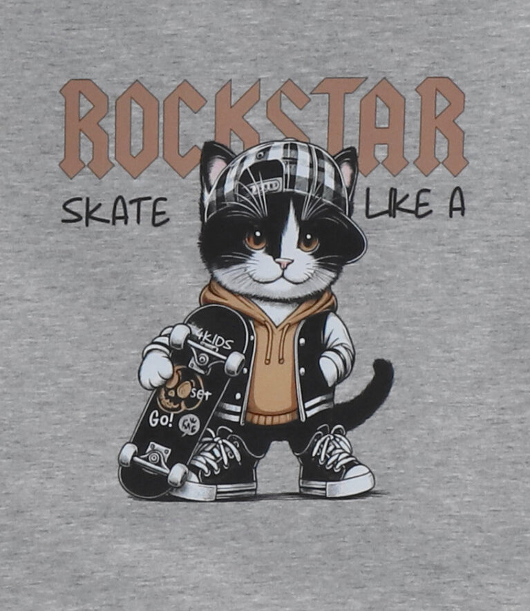 Polera manga larga bebé rockstar gris 4 Kids-3