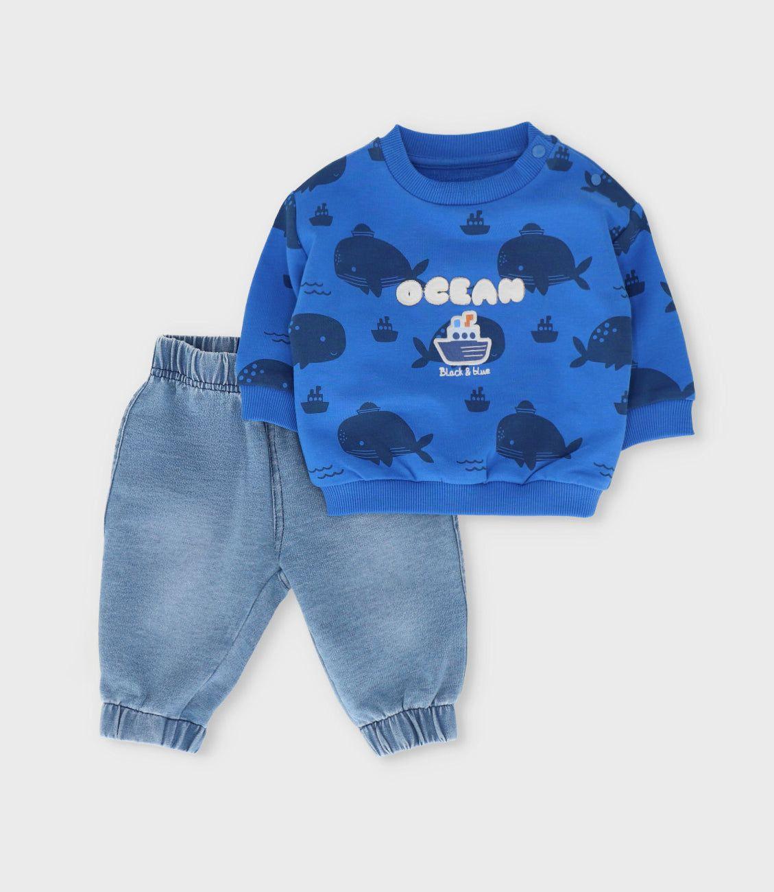 Conjunto recién nacido ocean azul Black and Blue-0