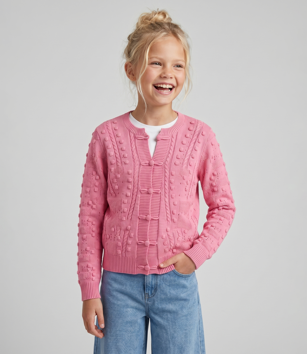 Chaleco niña cardigan  L11061270178 coral Limonada-0