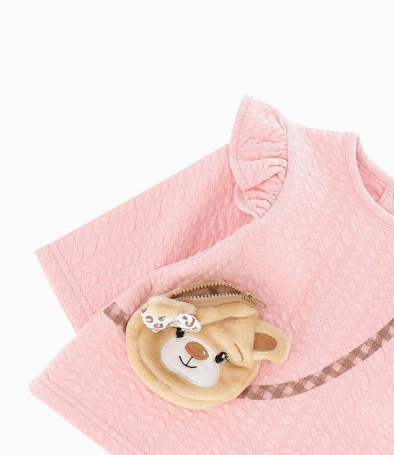Conjunto recién nacida de polera y calzas rosa Limonada-3