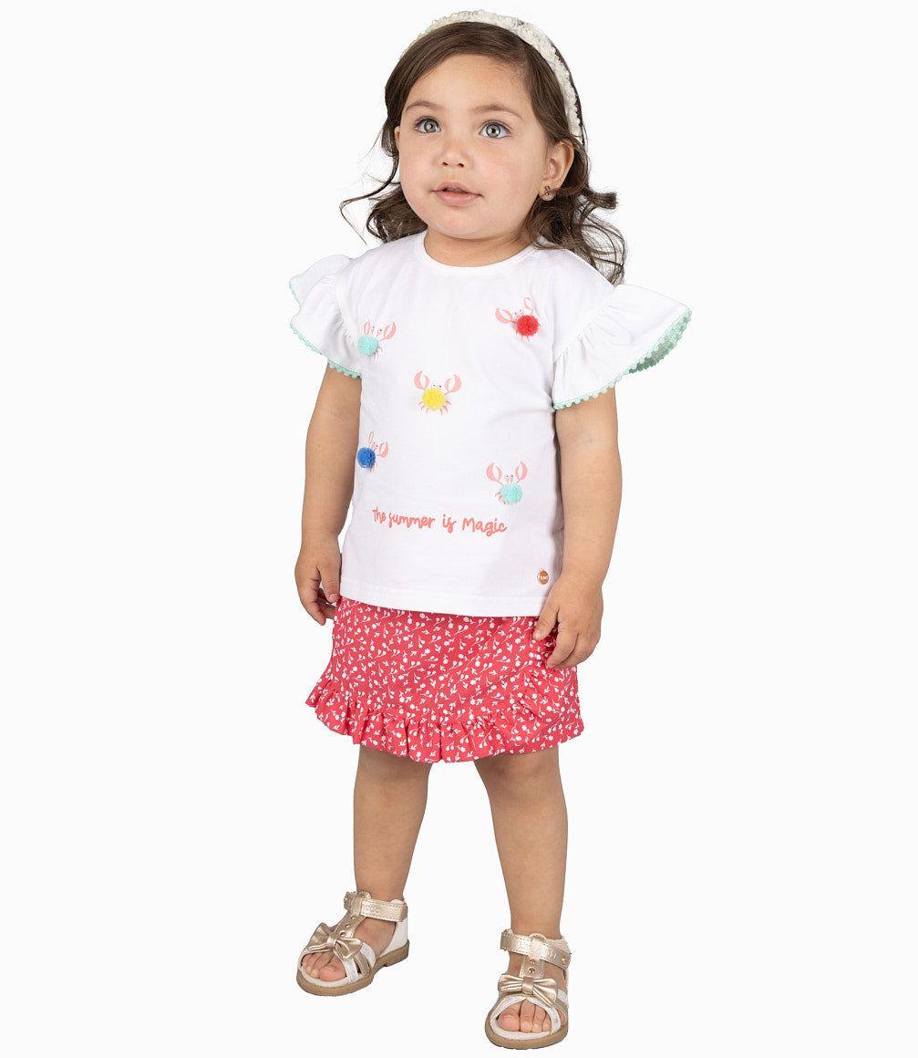 Short Bebé Niña Falda Short Coral-1
