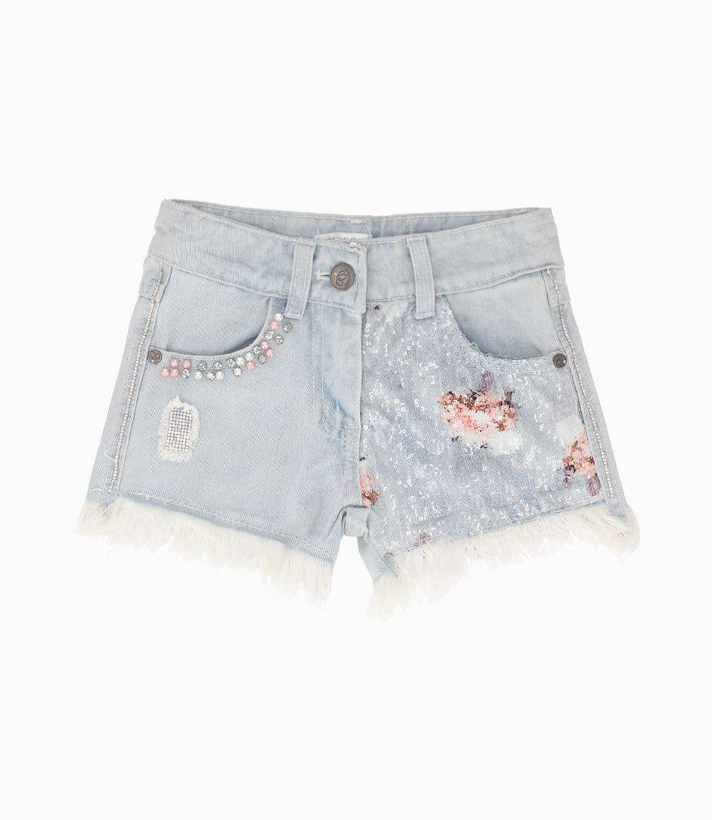 Short niña lentejuelas celeste Limonada-0