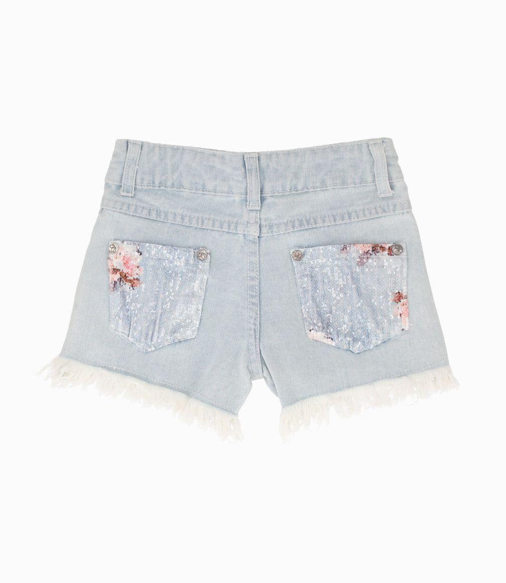 Short niña lentejuelas celeste Limonada-1