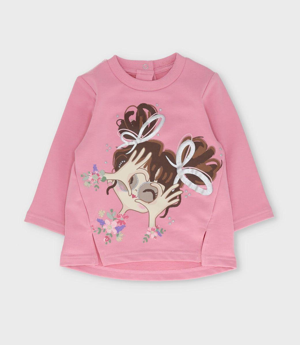 Conjunto bebé con estampado y flores chicle Limonada-1