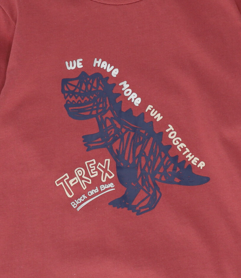 Polera manga larga niño t-rex terracota Black and blue-2
