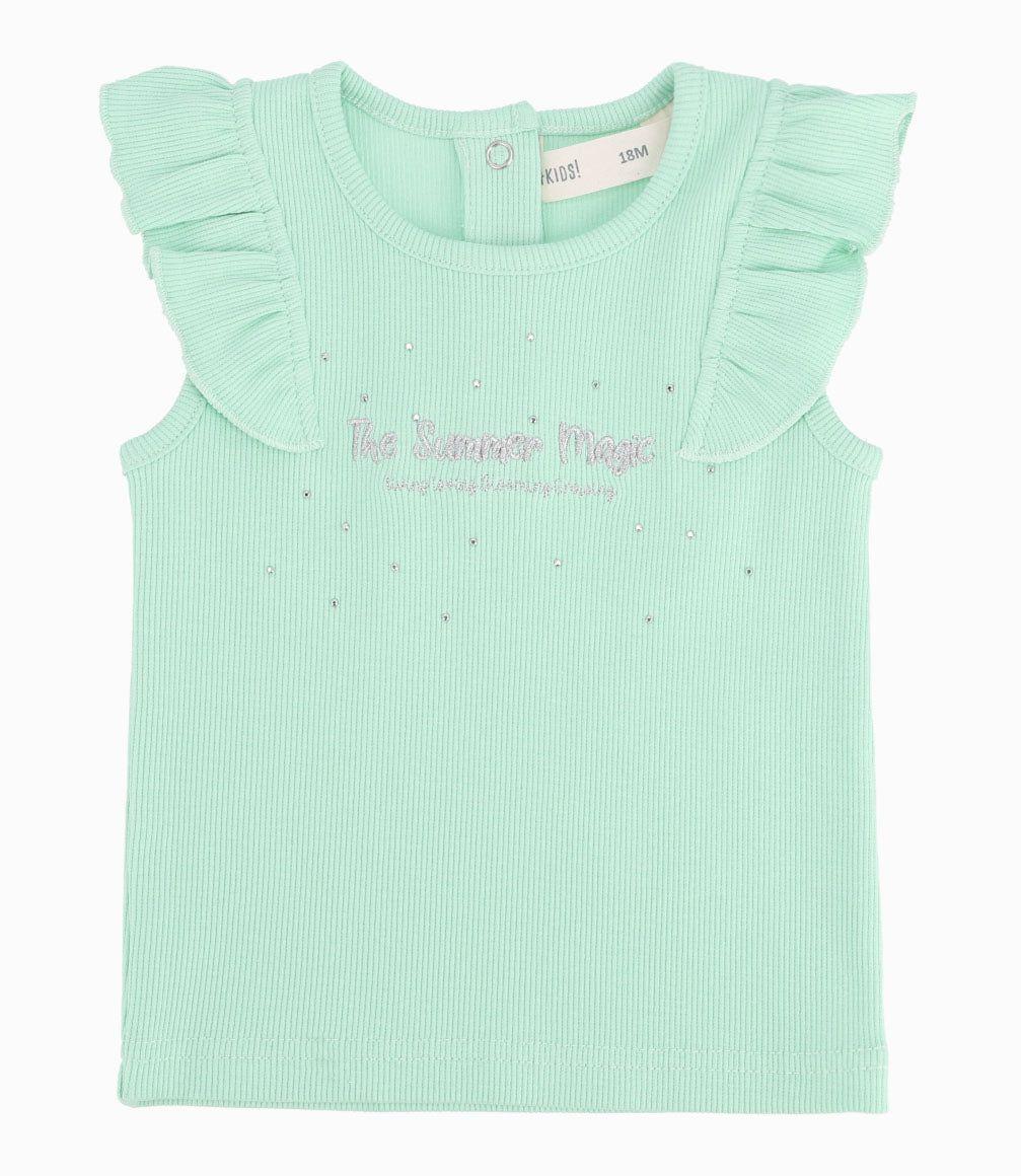 Polera Bebé Niña Con Vuelos Menta-4