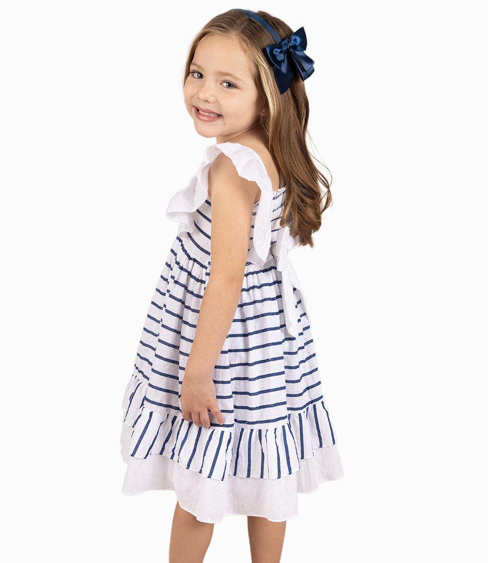 Vestido Niña Con Rayas Azul Marino-2