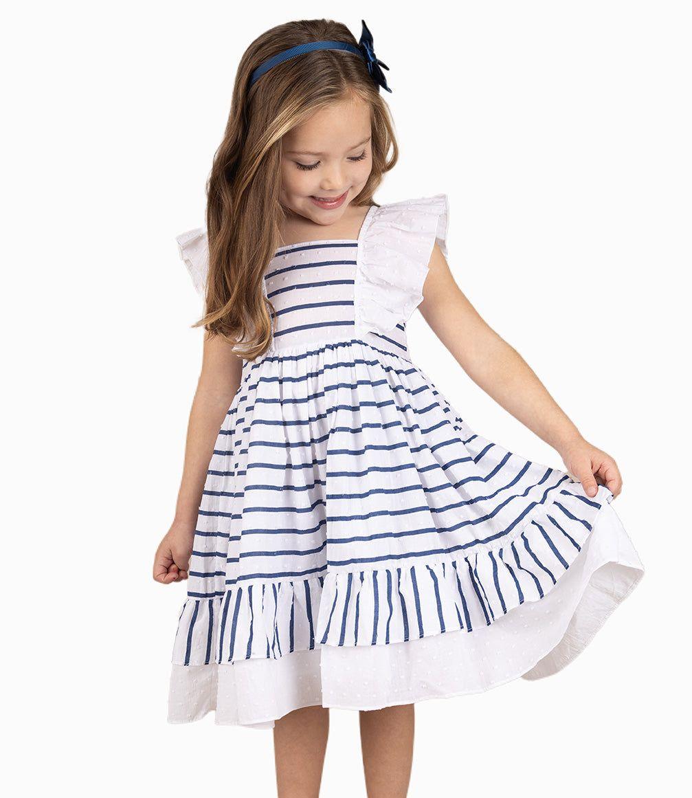 Vestido Niña Con Rayas Azul Marino-4