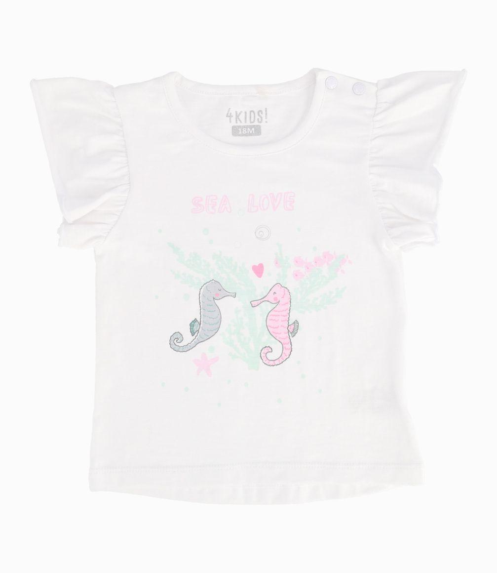 Polera Collar Estampado Bebé Niña Blanco 4 Kids-0