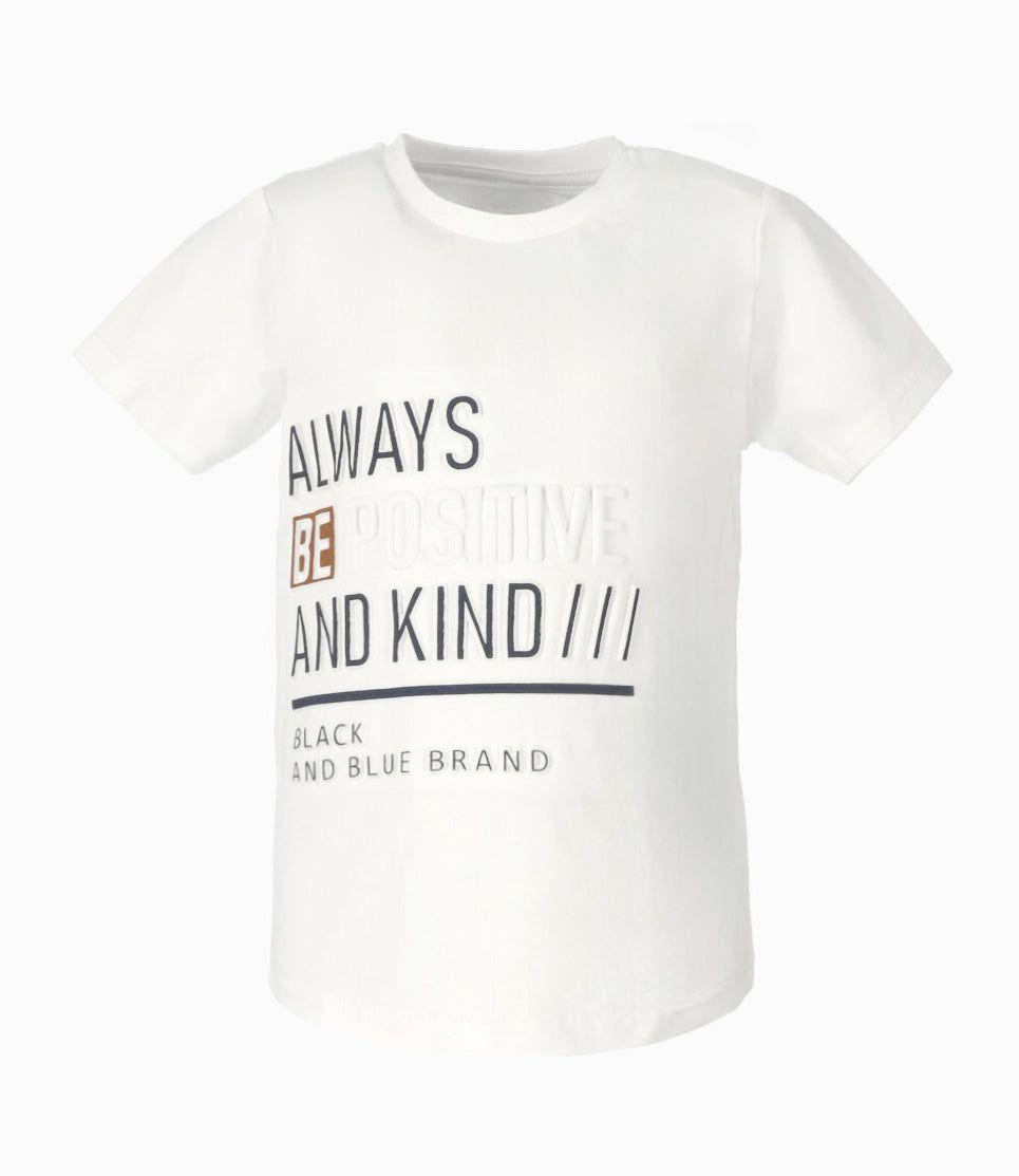 Polera manga corta niño con relieve blanco Black and Blue-0