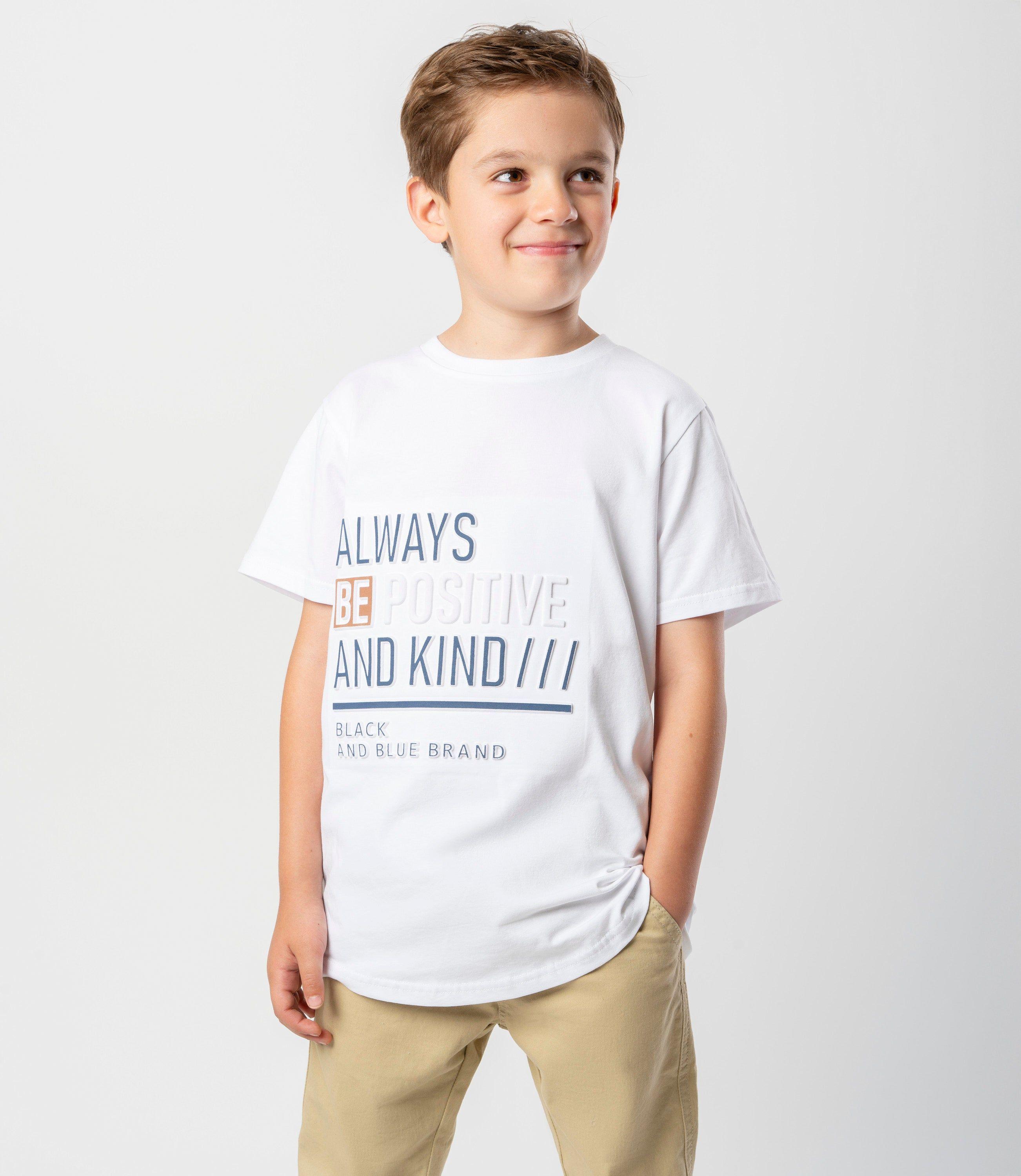 Polera manga corta niño con relieve blanco Black and Blue-1