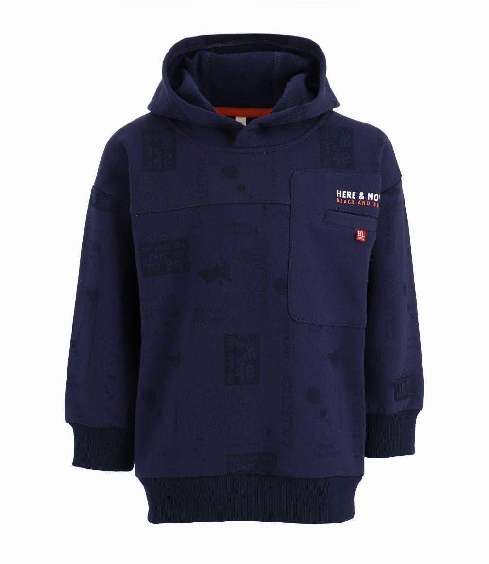 Polerón Niño  Con Grafiti Black And Blue Azul Piedra-0