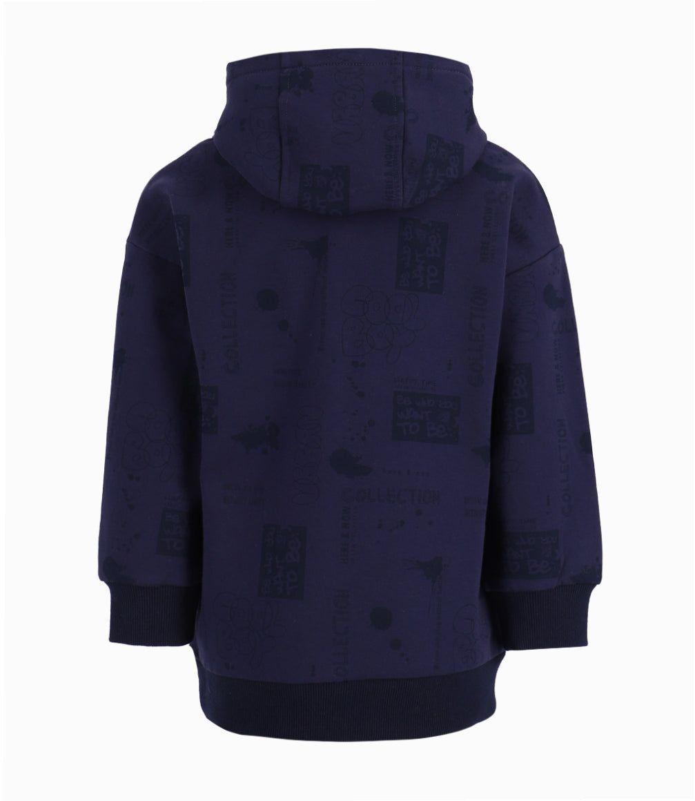 Polerón Niño  Con Grafiti Black And Blue Azul Piedra-1