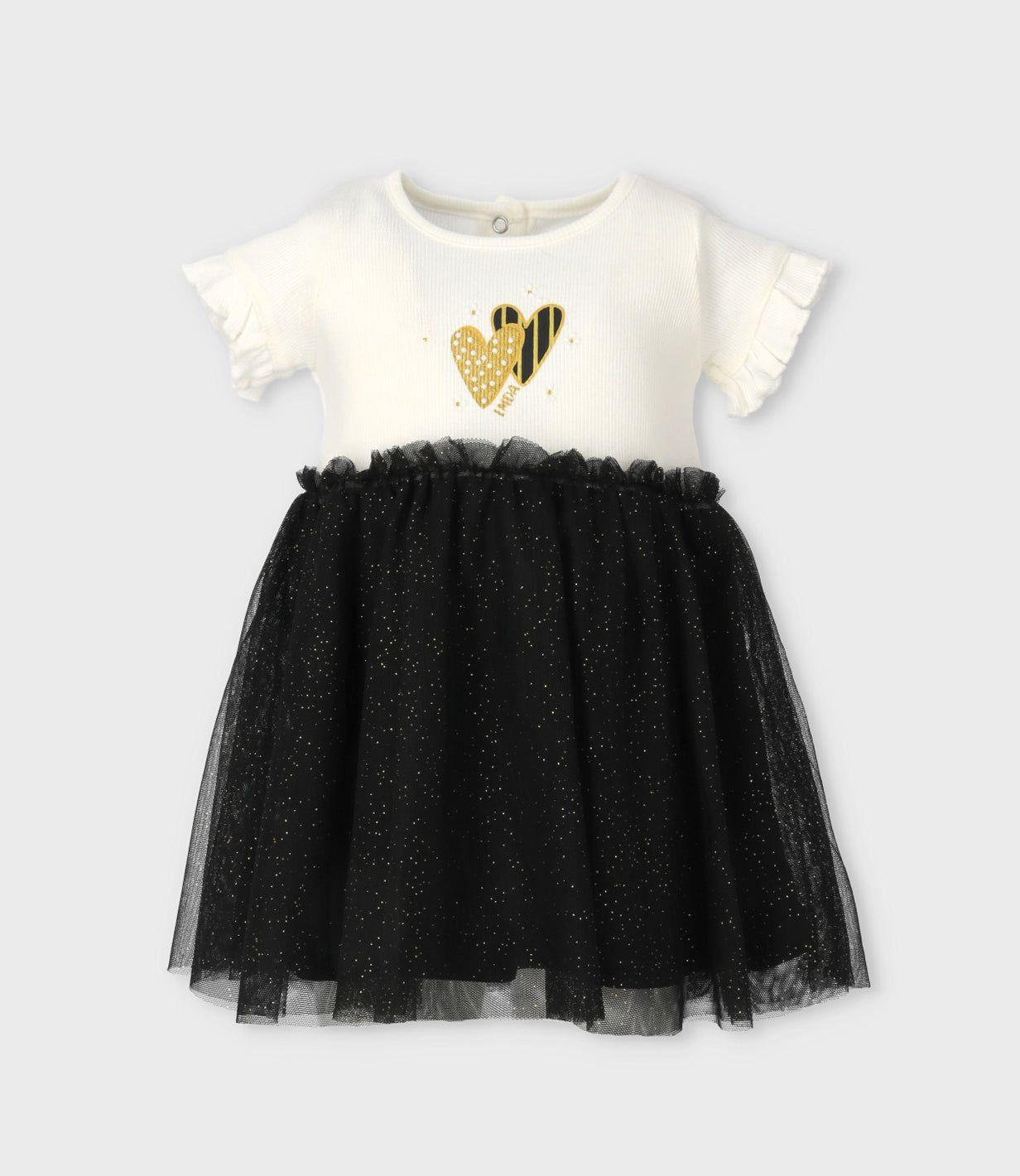 Vestido bebé acanalado negro Limonada-0