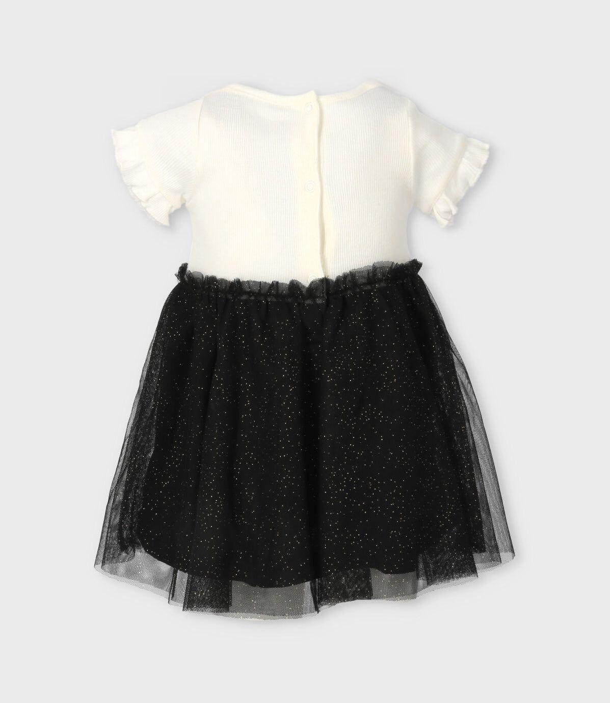 Vestido bebé acanalado negro Limonada-1