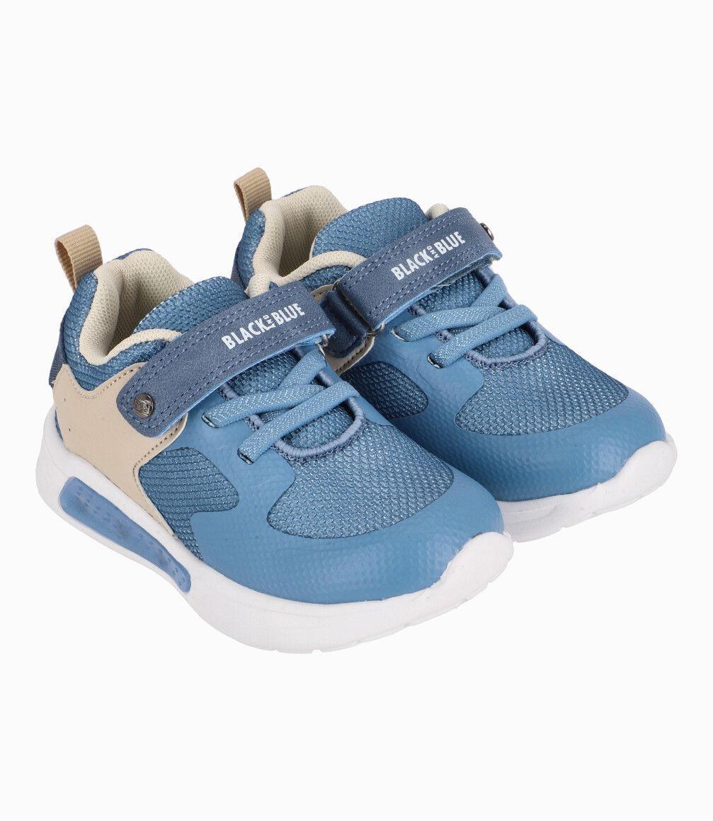 Zapatilla Con Luces Bebé Niño Azul Black and Blue-0