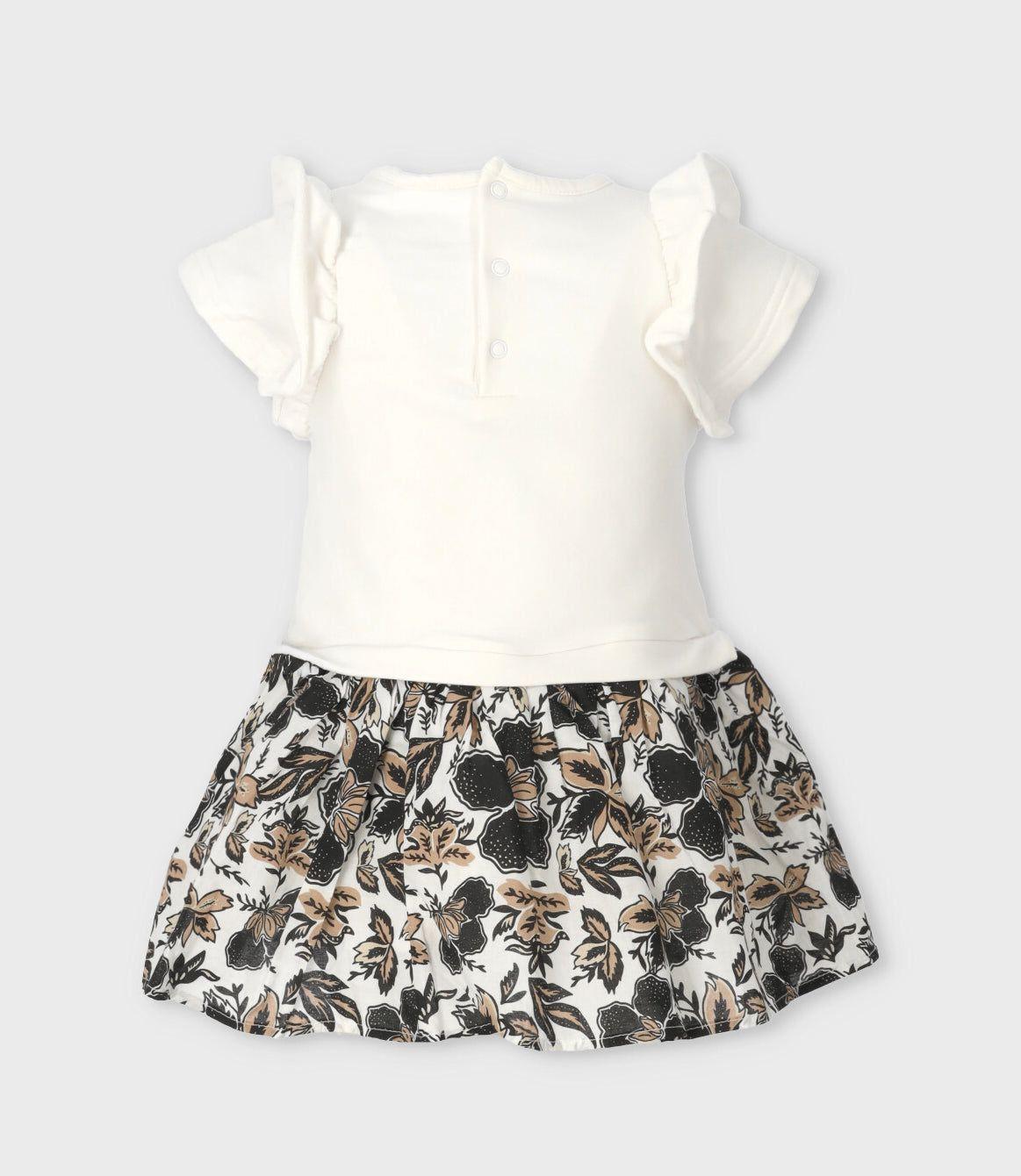 Vestido bebé con flores y estampado crudo Limonada-1