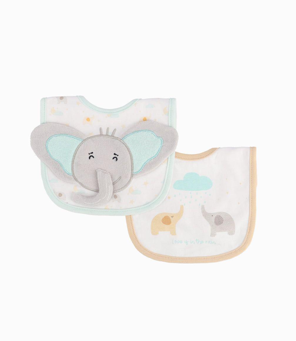 Pack Babero Recién Nacido Elefante Blanco-1