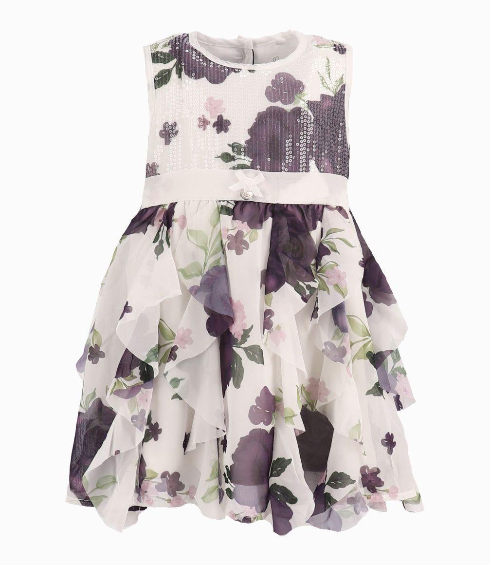 Vestido Bebé Ocasión Con Vuelos Y Flores Morado-1