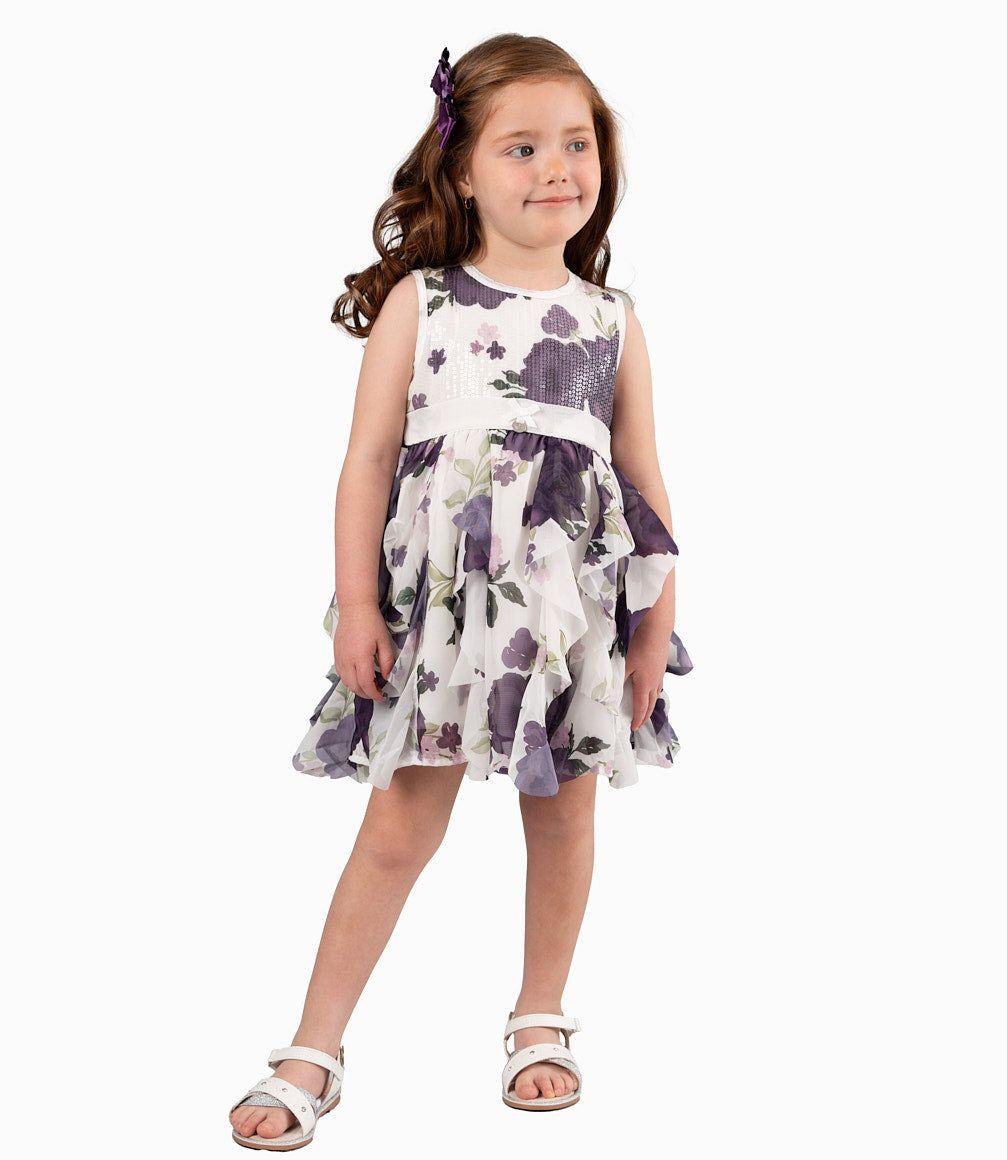 Vestido Bebé Ocasión Con Vuelos Y Flores Morado-4