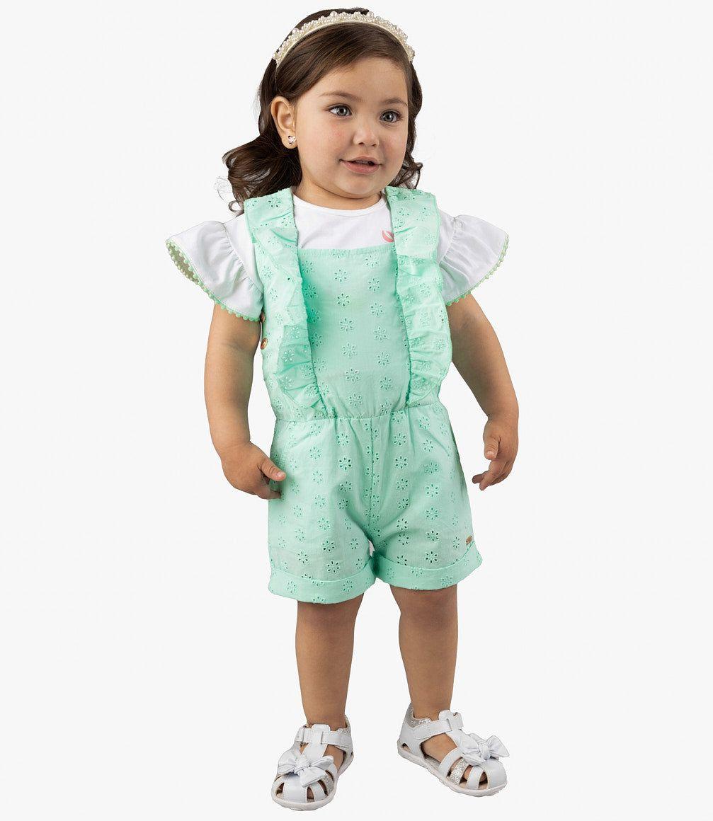 Jardinera Bebé Niña Con Vuelos Menta-8