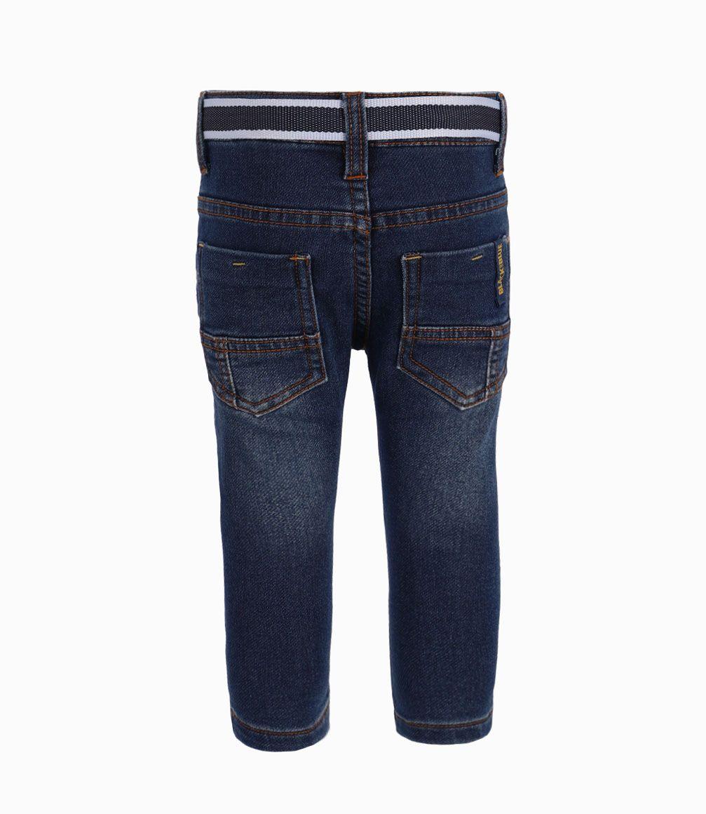 Jeans Con Cinturón Bebé Niño Denim Azul Black and Blue-1