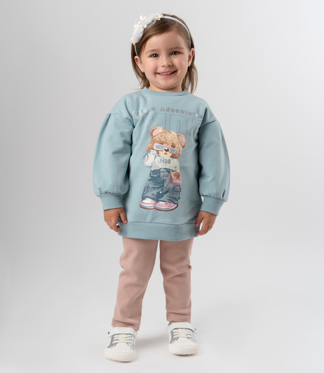 Conjunto bebé con oso turquesa Limonada-0